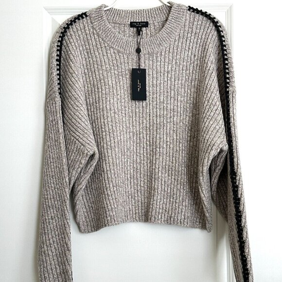 Women's NWT Rag & Bone Ingrid Chunky Wool Crewneck Sweater in Oat Size S - Picture 1 of 7